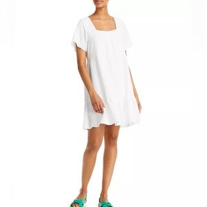 Rails Valentina White Gauze Tiered Mini Dress with Flutter Sleeves XL